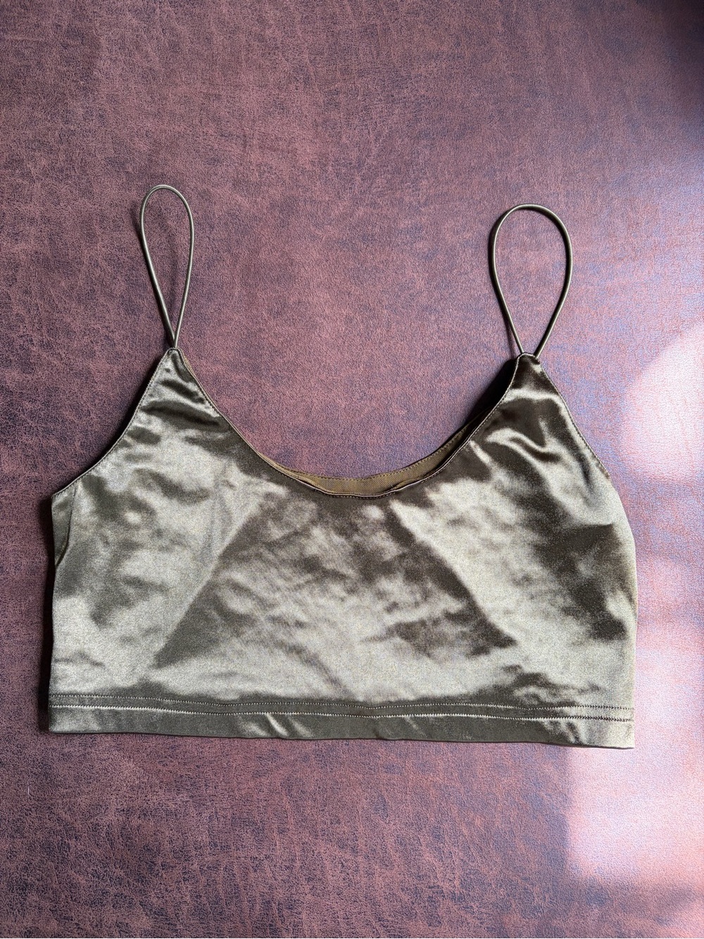 Urban Outfitters Out From Under Olive Satin Crop Cami